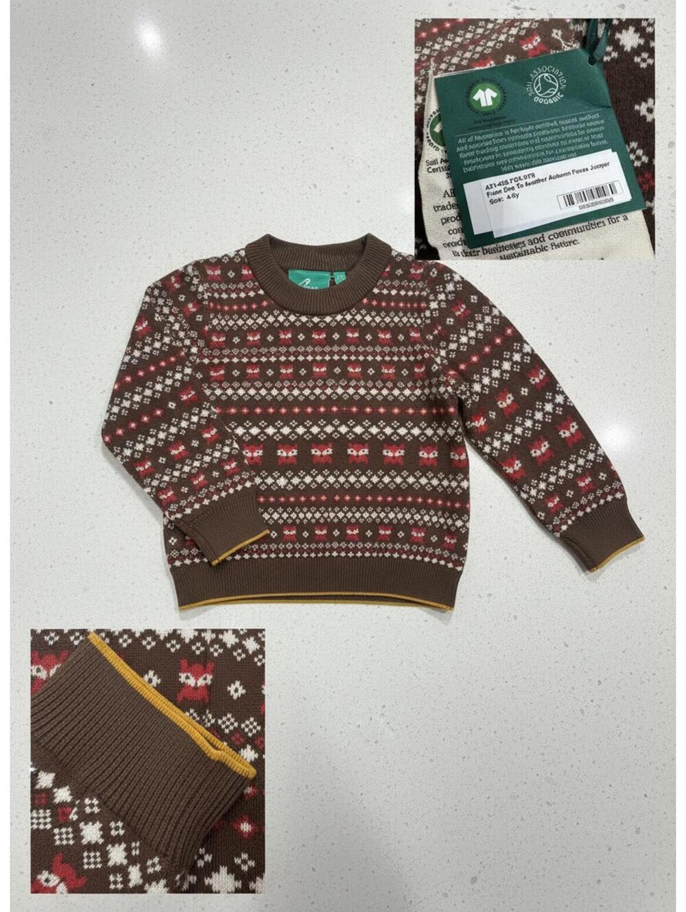 Autumn Foxes Sweater age 4-5ys (Little Green Radicals +Loving Kindness Everyday)